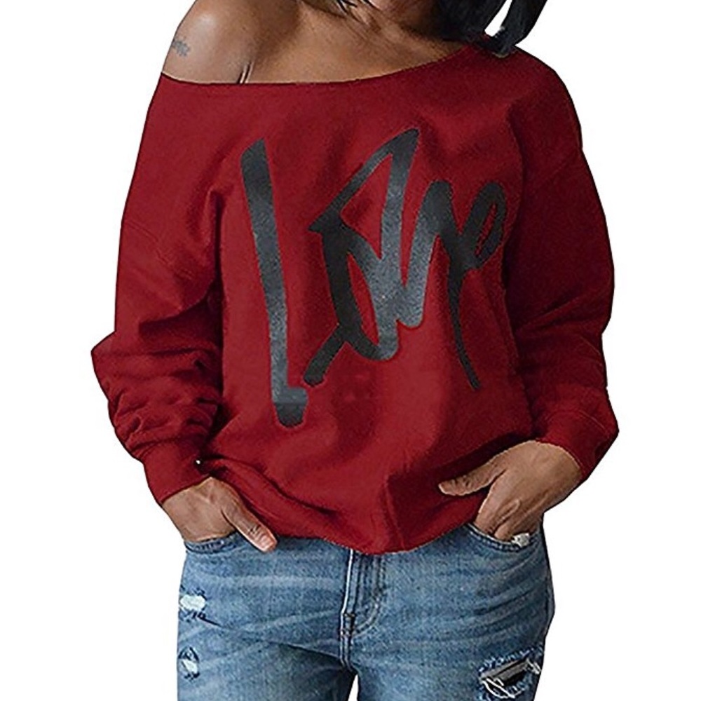 Beautiful women off shoulder Love top - Picture 1 of 3